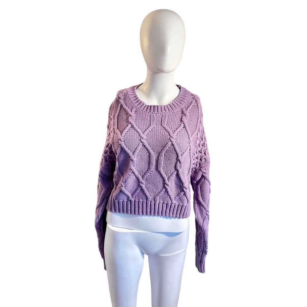 Aeropostale Small Purple Cropped Cable Knit Sweater